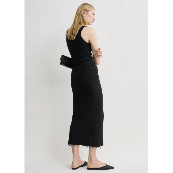 Toteme Long fringed jersey skirt in Black, view 4