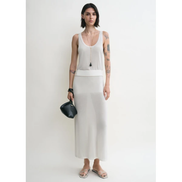 Toteme Long knit skirt in White, view 2