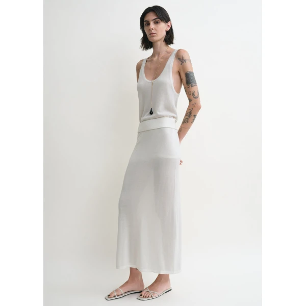 Toteme Long knit skirt in White, view 3