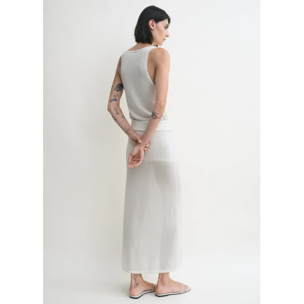 Toteme Long knit skirt in White, view 4