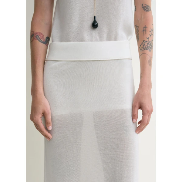 Toteme Long knit skirt in White, view 5