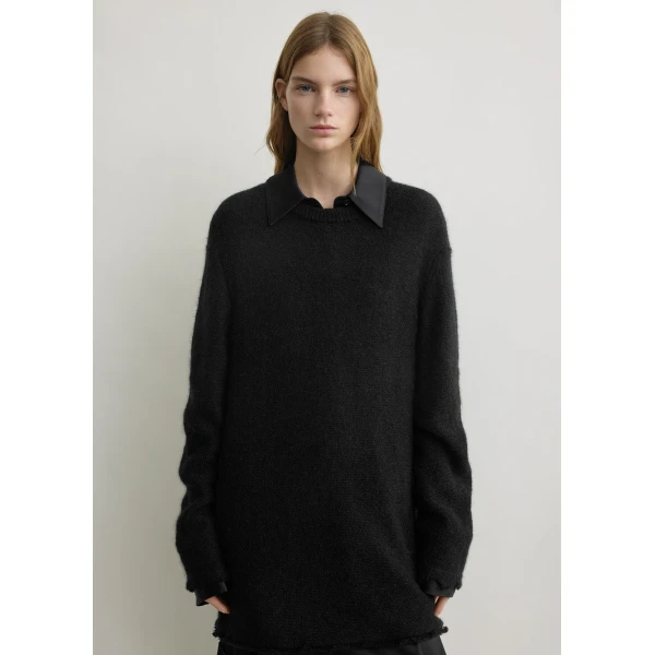 Toteme Long open weave knit in Black, view 5