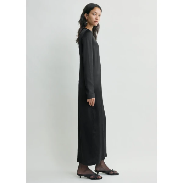Toteme Long satin dress in Black, view 3