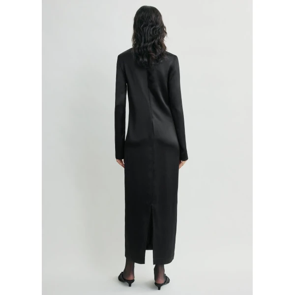 Toteme Long satin dress in Black, view 4