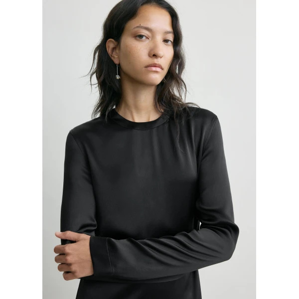 Toteme Long satin dress in Black, view 5