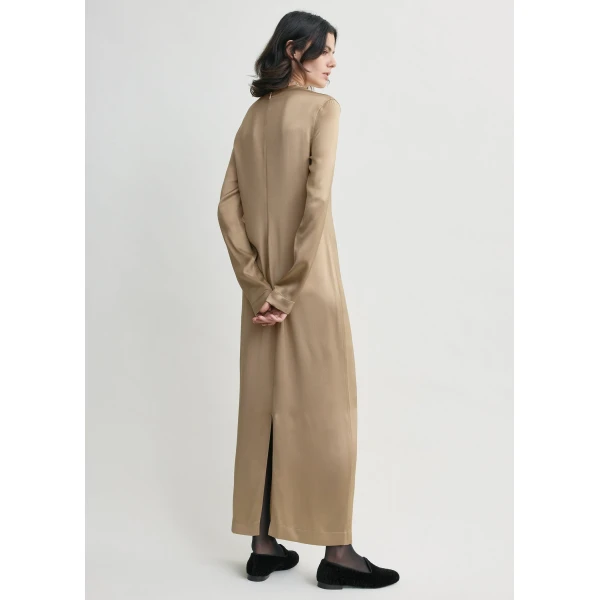 Toteme Long satin dress in Latte, view 4