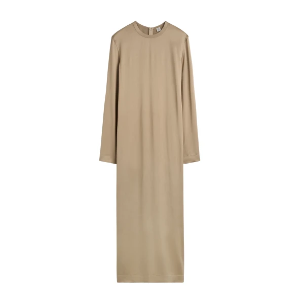 Toteme Long satin dress in Latte