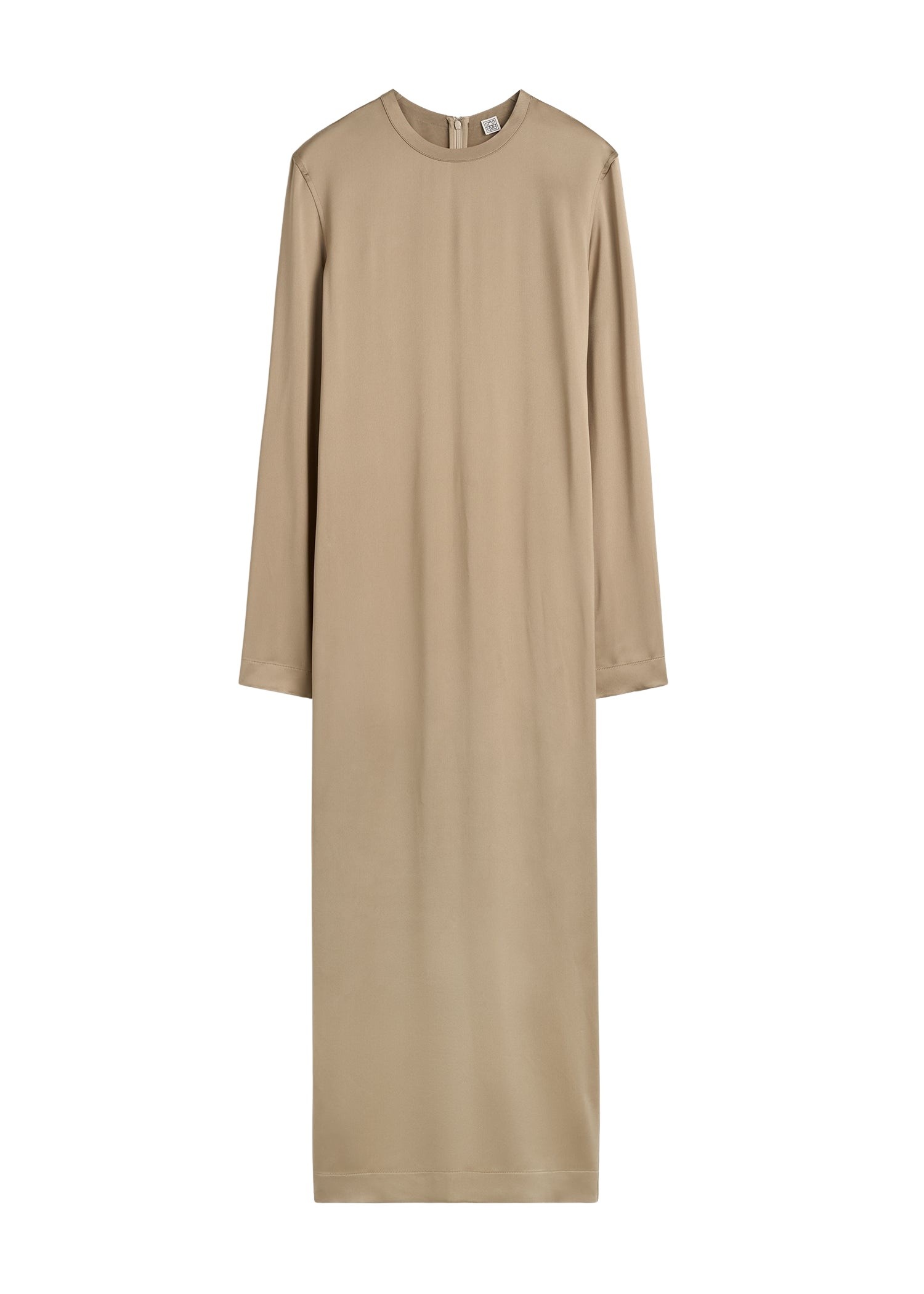 Totême Long satin dress in Latte - Dresses - Scandinavian Minimalist Luxury at Luxury Shoes 