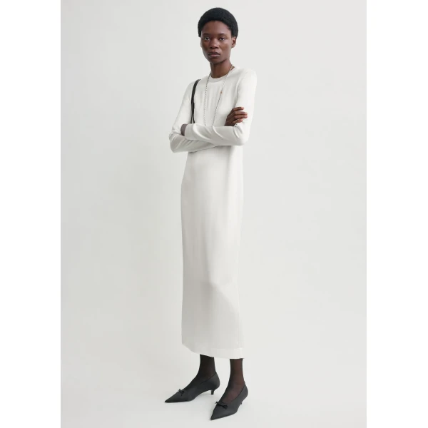 Toteme Long satin dress in White, view 2