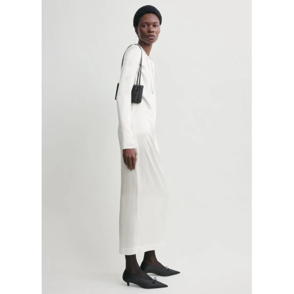 Toteme Long satin dress in White, view 3