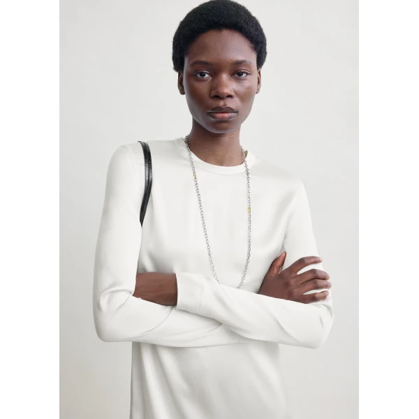Toteme Long satin dress in White, view 5