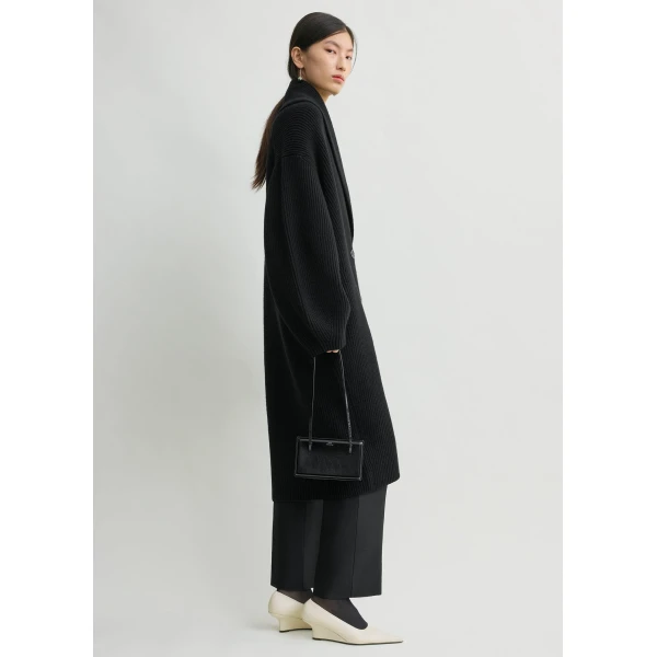 Toteme Long shawl-lapel cardigan in Black, view 3