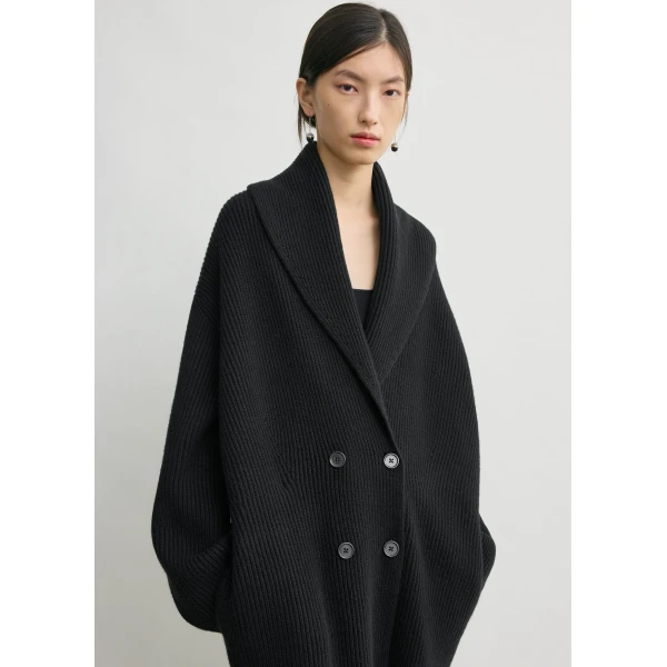 Toteme Long shawl-lapel cardigan in Black, view 5