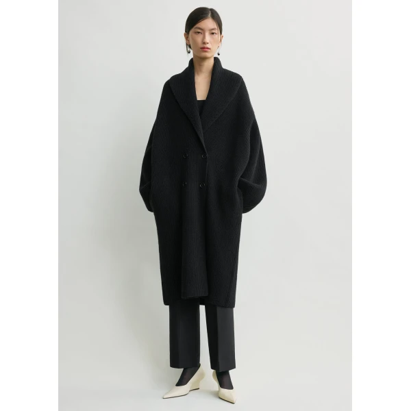 Toteme Long shawl-lapel cardigan in Black, view 6