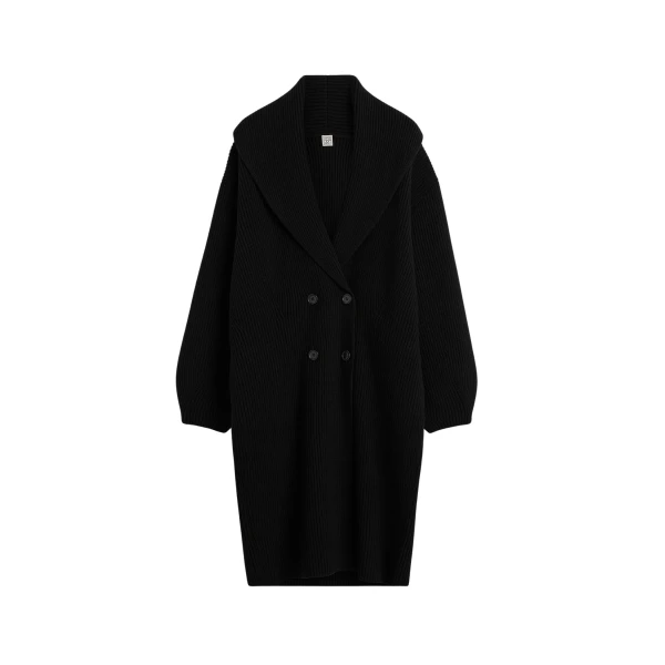 Toteme Long shawl-lapel cardigan in Black