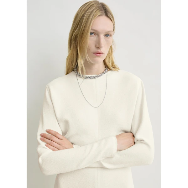 Toteme Long-sleeve slouch waist dress in Macadamia, view 5