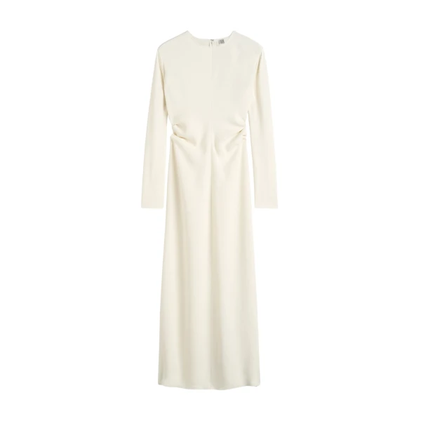 Toteme Long-sleeve slouch waist dress in Macadamia