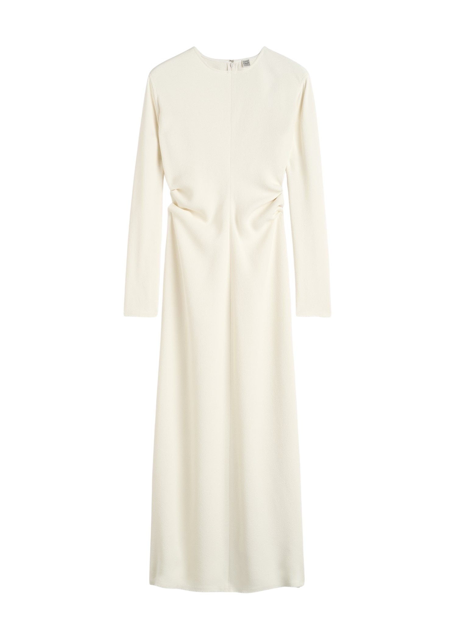 Totême Long-sleeve slouch waist dress in Macadamia - Dresses - Scandinavian Minimalist Luxury at Luxury Shoes 