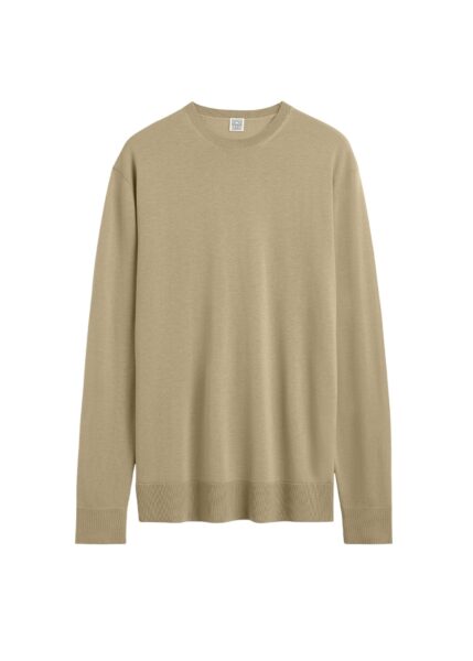 Totême Long-sleeve tee knit in Desert - Knitwear - Scandinavian Minimalist Luxury at Luxury Shoes 