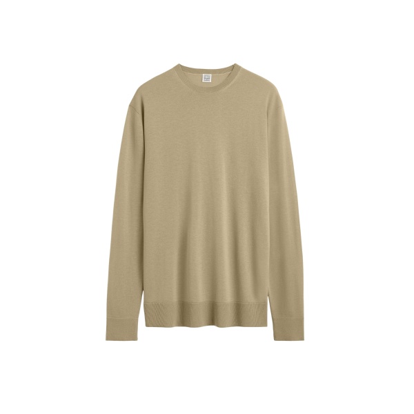Totême Long-sleeve tee knit in Desert - Knitwear - Scandinavian Minimalist Luxury at Luxury Shoes 