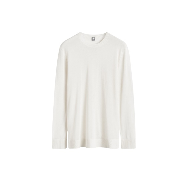Totême Long-sleeve tee knit in White - Knitwear - Scandinavian Minimalist Luxury at Luxury Shoes 