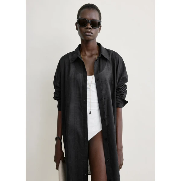 Toteme Long summer shirt in Black, view 5