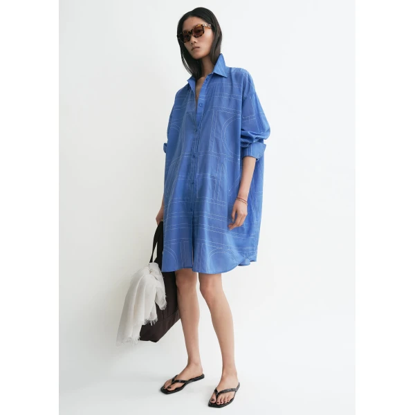 Toteme Long summer shirt in Cobalt, view 3