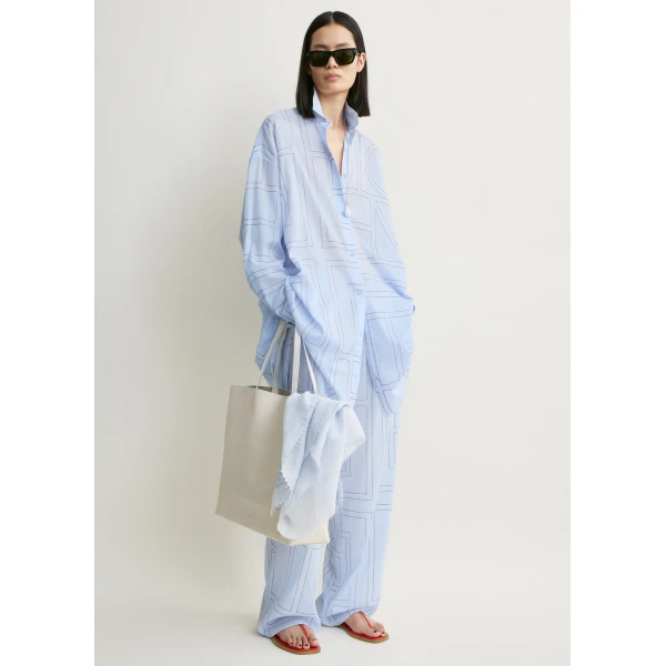 Toteme Long summer shirt in Sky / Red, view 6