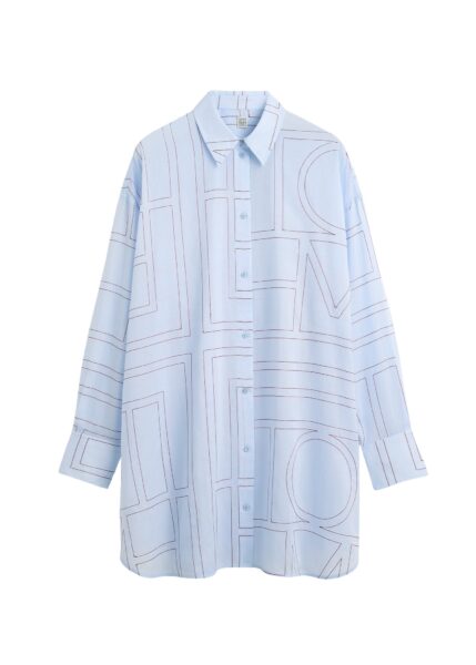 Totême Long summer shirt in Sky / Red - Dresses - Scandinavian Minimalist Luxury at Luxury Shoes 