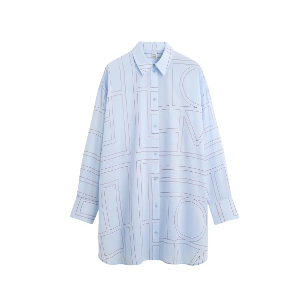 Toteme Long summer shirt in Sky / Red