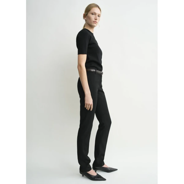 Toteme Low-waist slim evening trousers in Black, view 3
