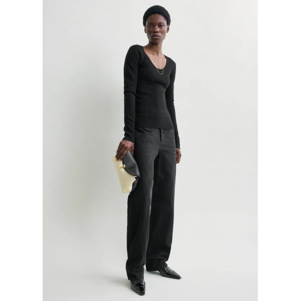 Toteme Merino knit top in Black, view 2