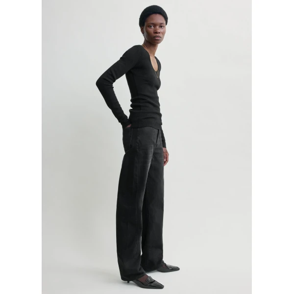 Toteme Merino knit top in Black, view 3