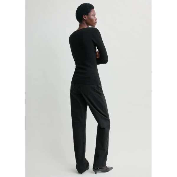 Toteme Merino knit top in Black, view 4