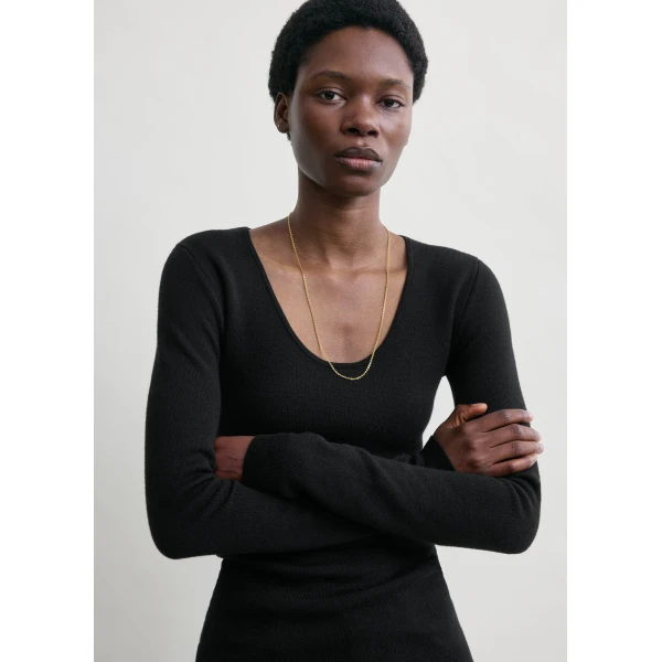 Toteme Merino knit top in Black, view 5