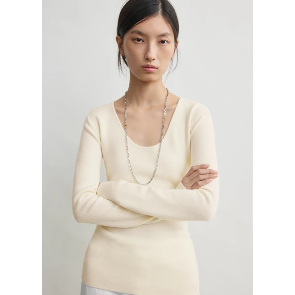 Toteme Merino knit top in Ecru, view 5