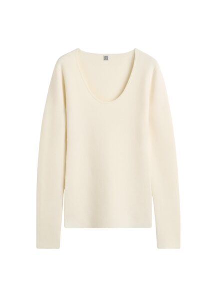 Totême Merino knit top in Ecru - Knitwear - Scandinavian Minimalist Luxury at Luxury Shoes 