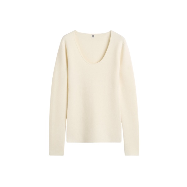 Totême Merino knit top in Ecru - Knitwear - Scandinavian Minimalist Luxury at Luxury Shoes 