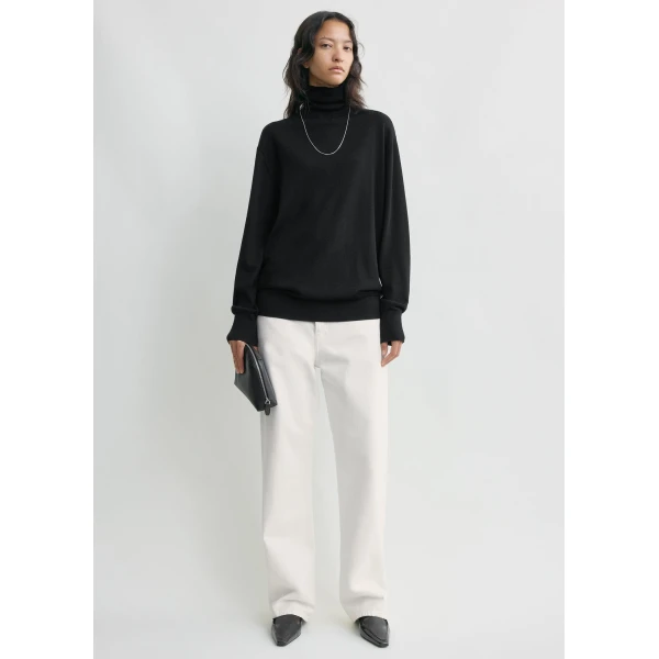 Toteme Merino turtleneck in Black Knit, view 2