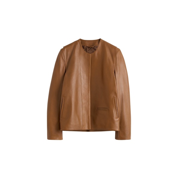Totême Minimal biker jacket in Copper - Jackets - Scandinavian Minimalist Luxury at Luxury Shoes 