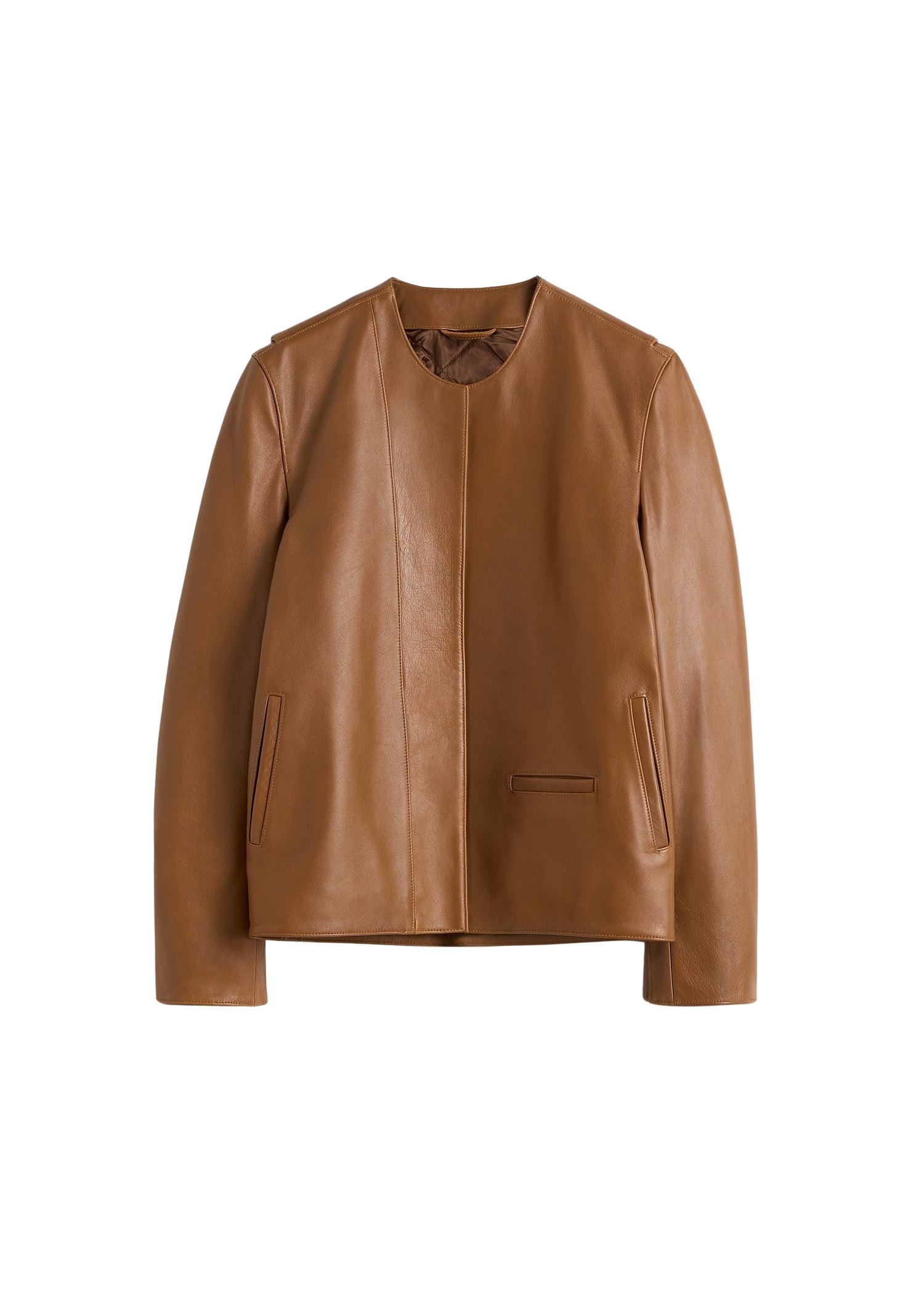Totême Minimal biker jacket in Copper - Jackets - Scandinavian Minimalist Luxury at Luxury Shoes 
