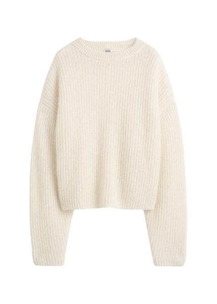 Totême Mohair blend rib knit in Ecru - Knitwear - Scandinavian Minimalist Luxury at Luxury Shoes 