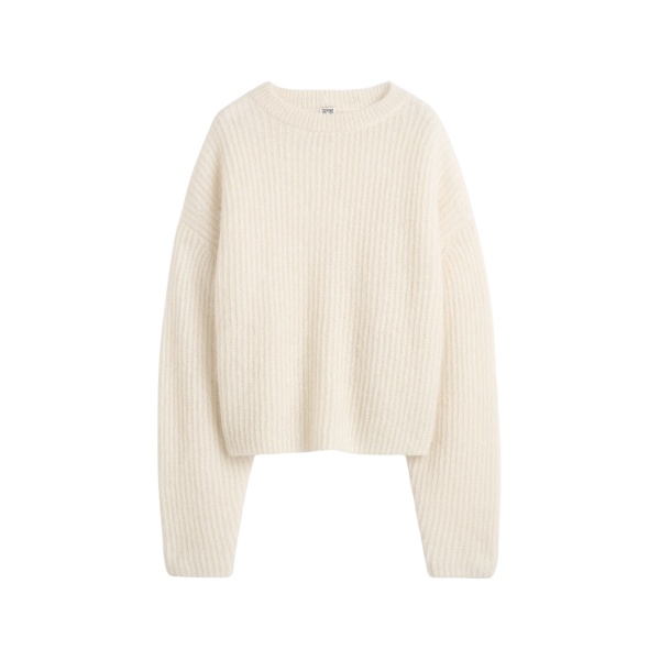 Totême Mohair blend rib knit in Ecru - Knitwear - Scandinavian Minimalist Luxury at Luxury Shoes 