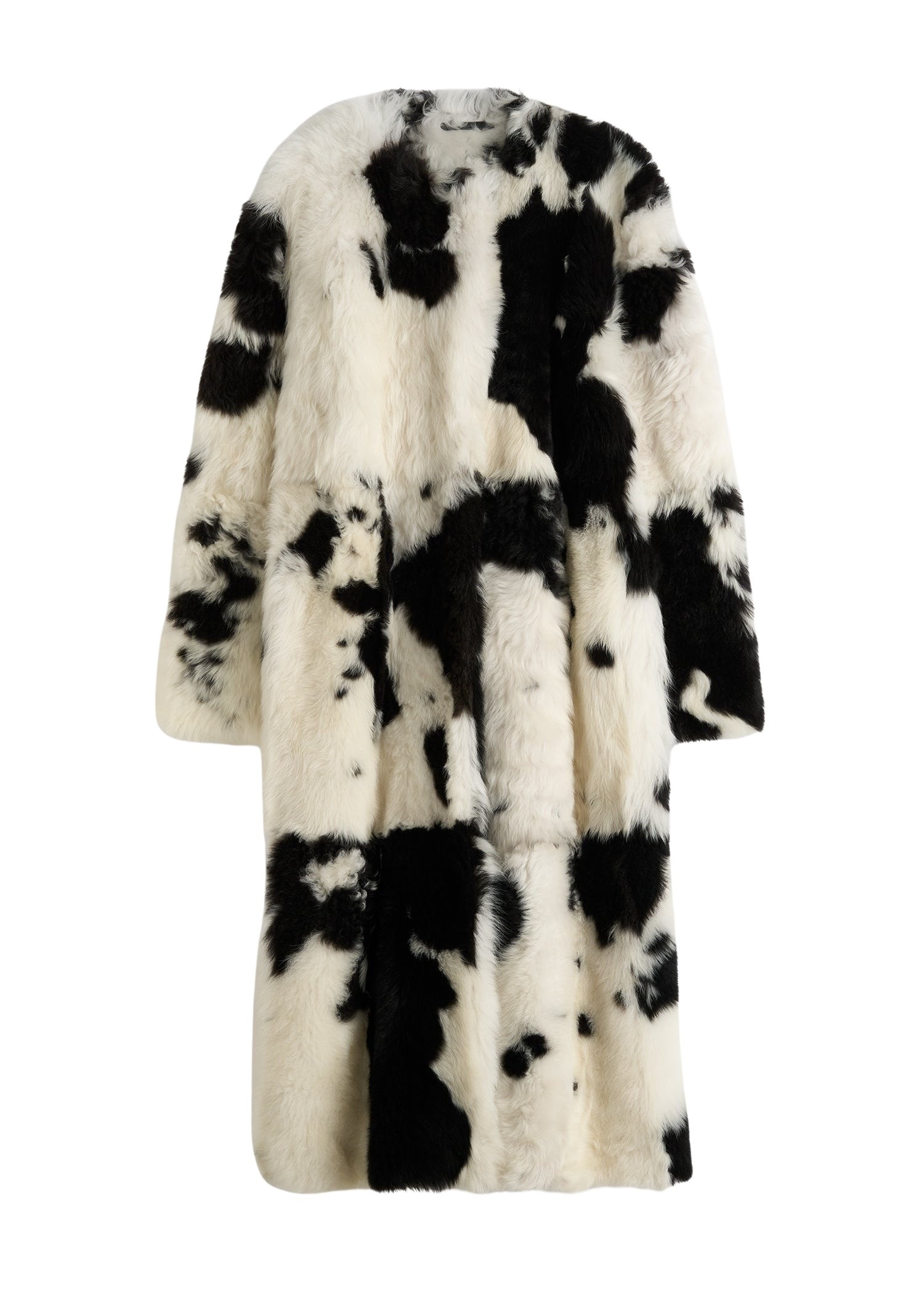 Totême Monochrome shearling coat in Black / White - Coats - Scandinavian Minimalist Luxury at Luxury Shoes 