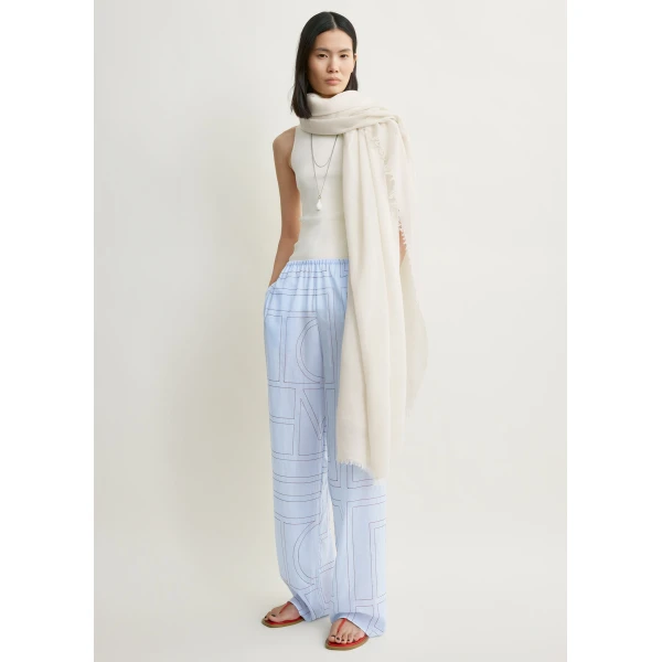 Toteme Monogram cotton-blend pj bottoms in Sky, view 2