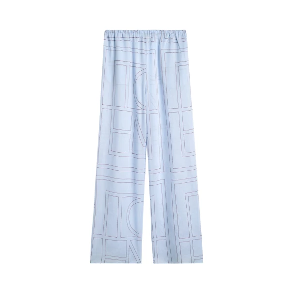 Toteme Monogram cotton-blend pj bottoms in Sky