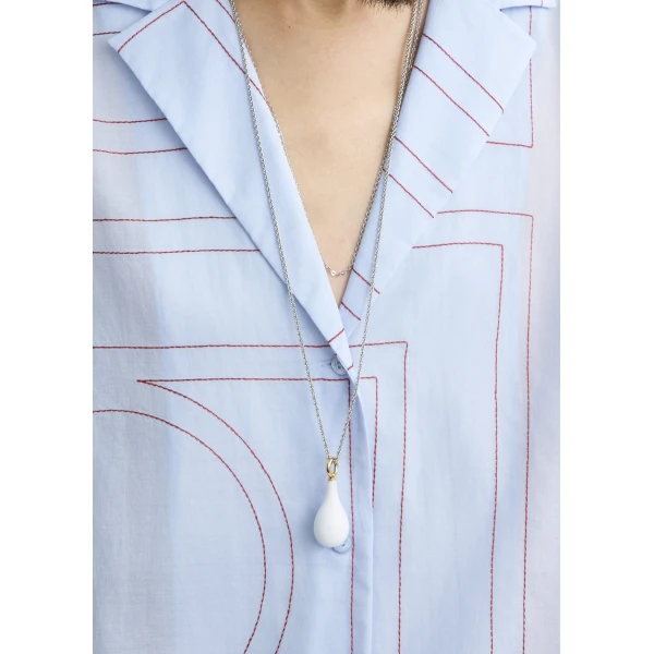 Toteme Monogram cotton-blend pj top in Sky, view 6