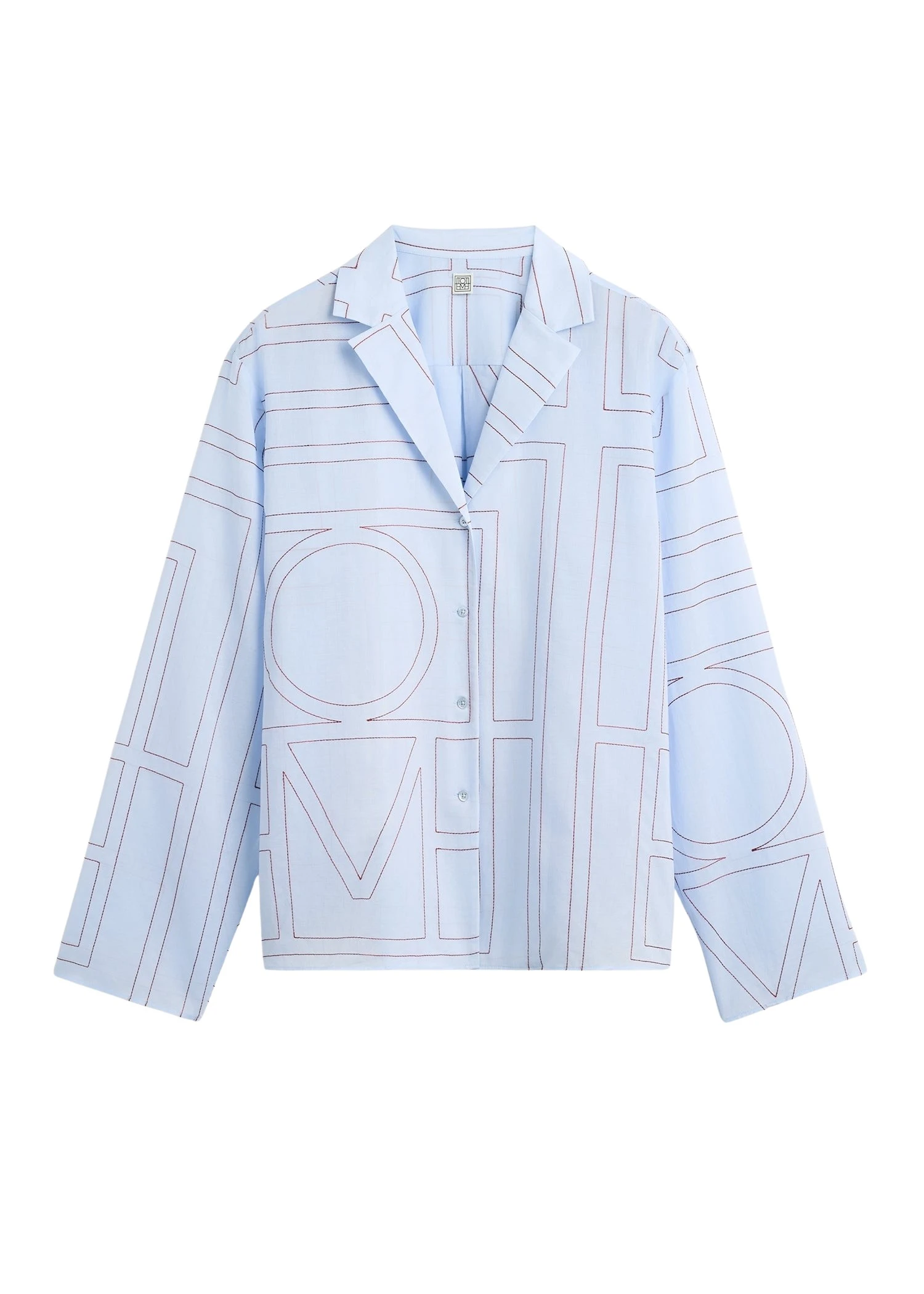 Toteme Monogram cotton-blend pj top in Sky