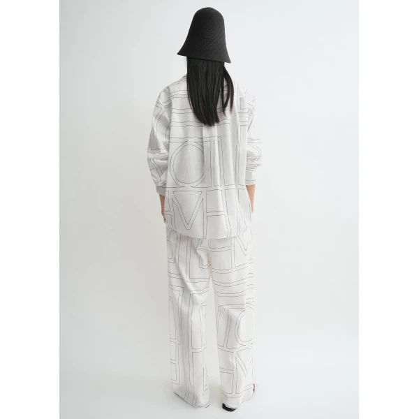Toteme Monogram cotton-blend pj top in White / Black, view 4