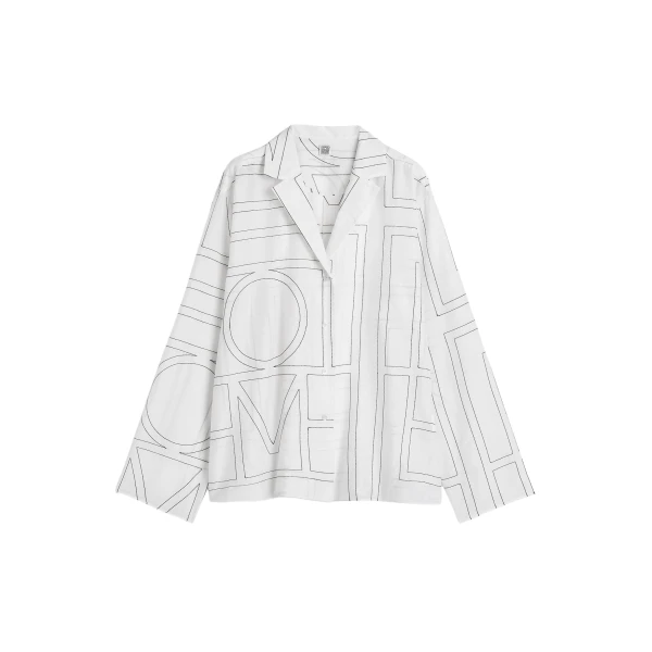 Toteme Monogram cotton-blend pj top in White / Black